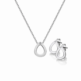 Hot Diamonds Amulets Sterling Silver Diamond Teardrop Necklace Earrings Set