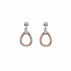 Hot Diamonds Breeze Sterling Silver Rose Gold Diamond Teardrop Earrings