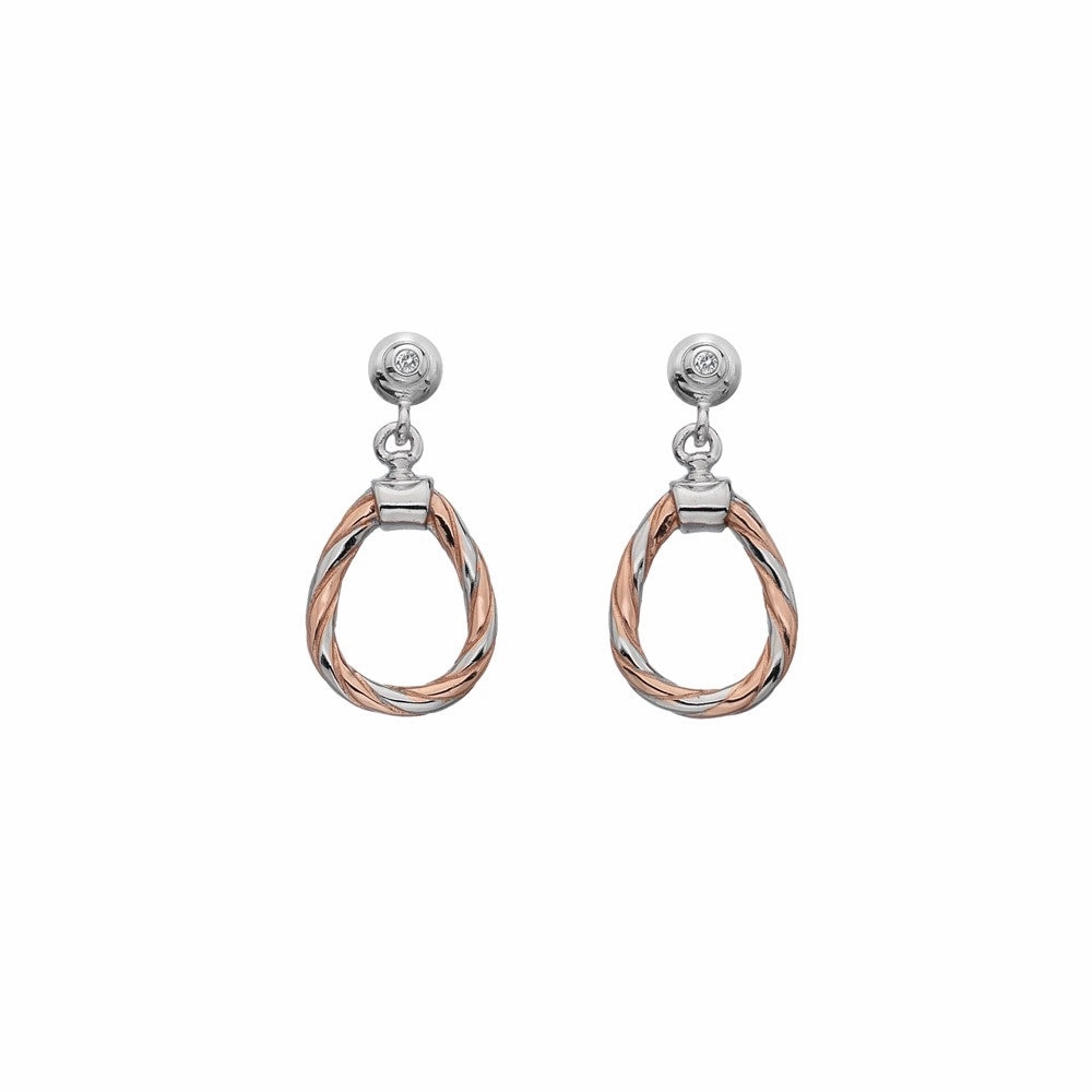 Hot Diamonds Breeze Sterling Silver Rose Gold Diamond Teardrop Earrings