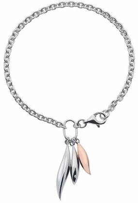 Hot Diamonds Classic Sterling Silver Rose Gold Leaf Bracelet