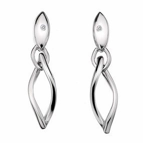 Hot Diamonds Earrings Sparkle Twist Drop Silver