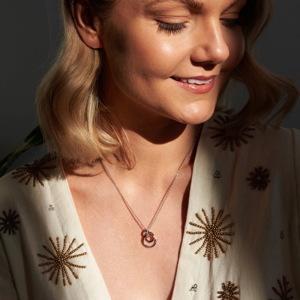 Hot Diamonds Eternity Sterling Silver Rose Gold Plated Necklace