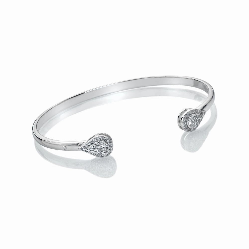 Hot Diamonds Glimmer Sterling Silver White Topaz Bangle