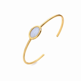 Hot Diamonds Gold Plated Sterling Silver Blue Lace Agate Bangle