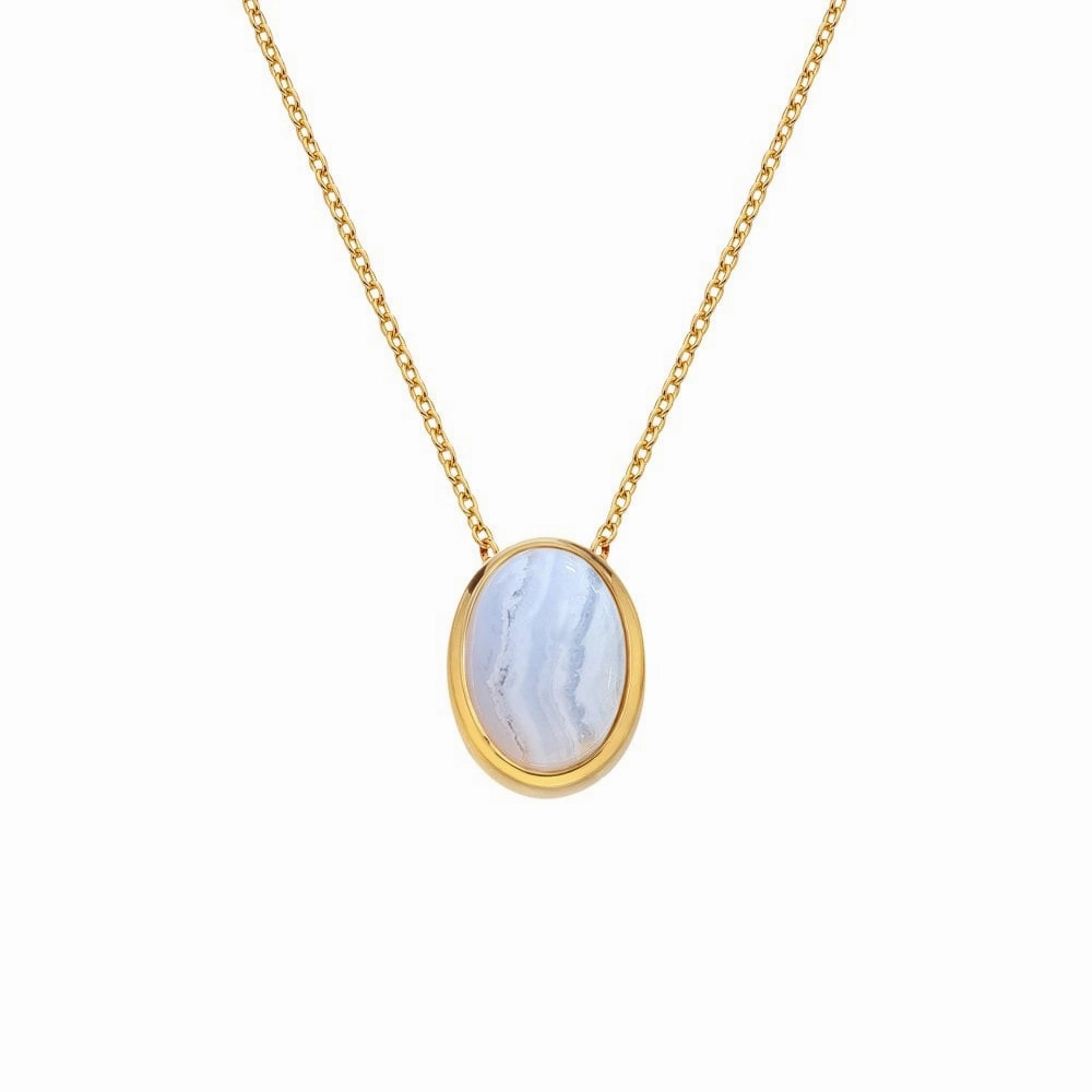 Hot Diamonds Gold Plated Sterling Silver Blue Lace Agate Necklace
