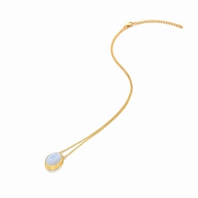 Hot Diamonds Gold Plated Sterling Silver Blue Lace Agate Necklace