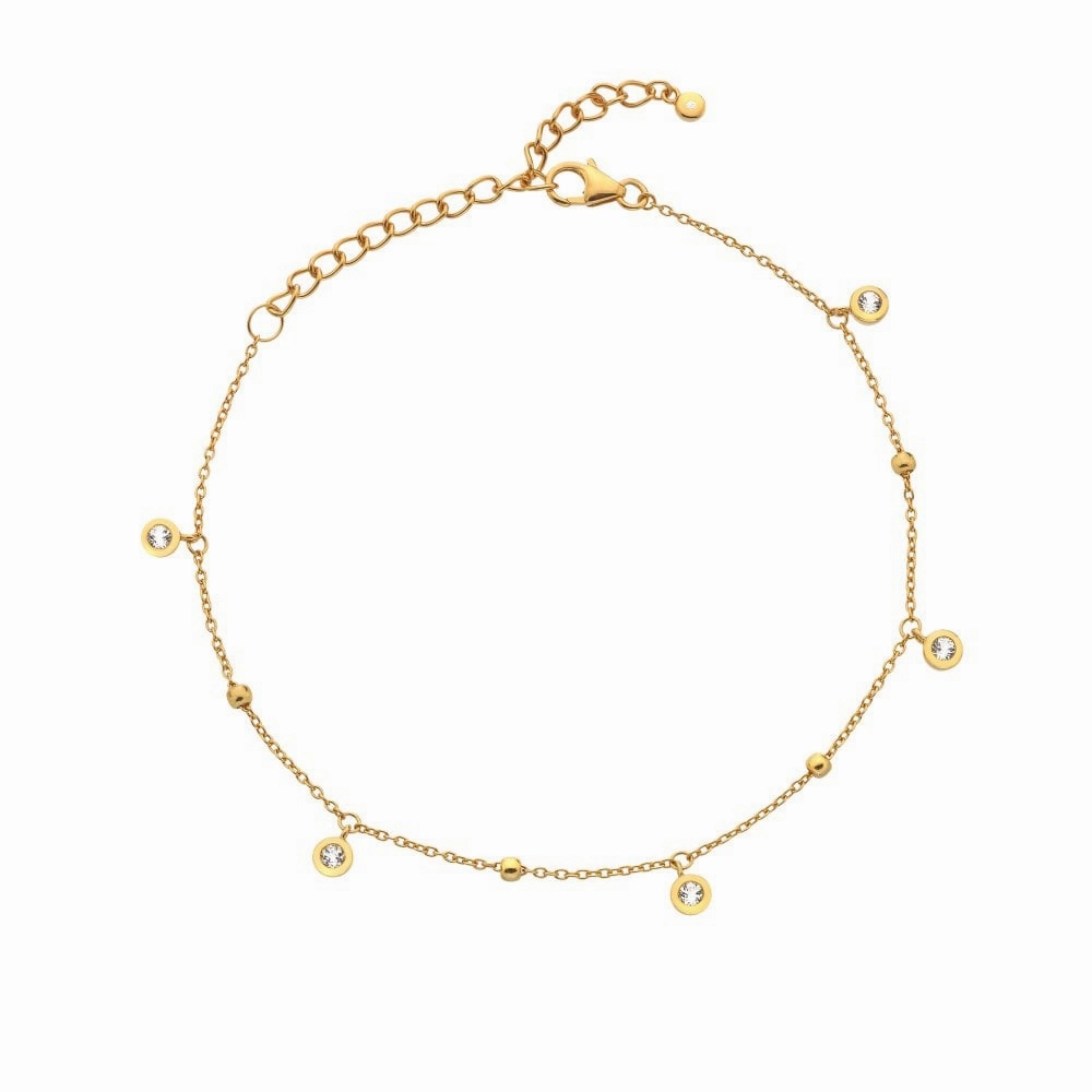 Hot Diamonds Gold Plated Sterling Silver Droplet White Topaz Bracelet