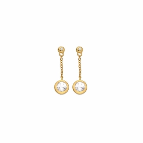 Hot Diamonds Gold Plated Sterling Silver Droplet White Topaz Chain Earrings