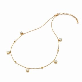 Hot Diamonds Gold Plated Sterling Silver Droplet White Topaz Necklace