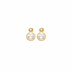 Hot Diamonds Gold Plated Sterling Silver Droplet White Topaz Stud Earrings