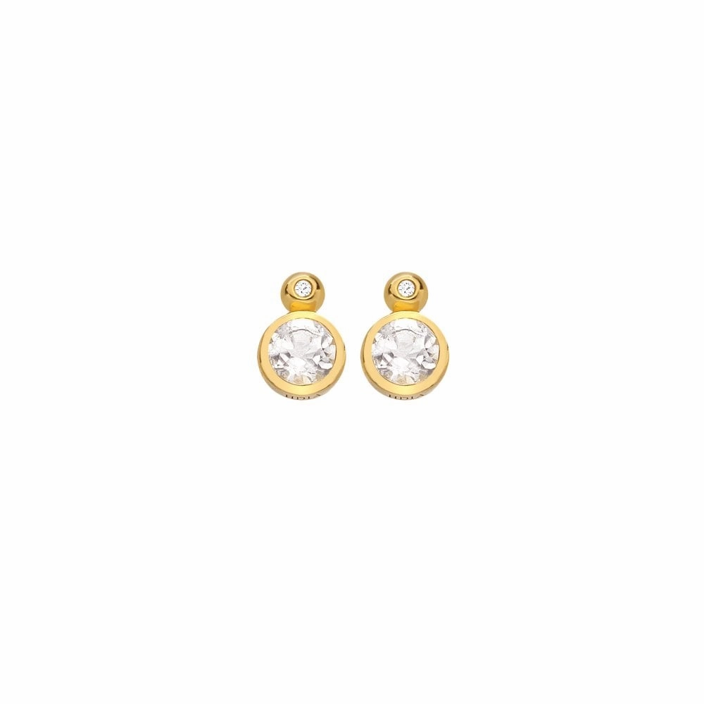 Hot Diamonds Gold Plated Sterling Silver Droplet White Topaz Stud Earrings