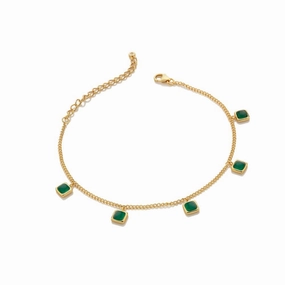Hot Diamonds Gold Plated Sterling Silver Green Agate Square Bracelet