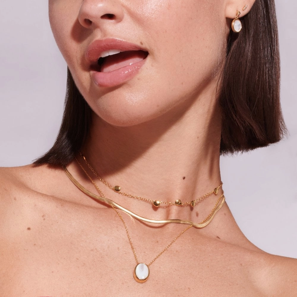 Hot Diamonds Gold Plated Sterling Silver Mother Of Pearl Necklace