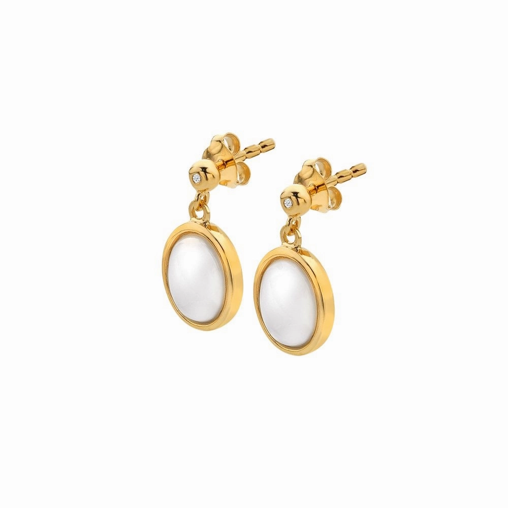 Hot Diamonds Gold Plated Sterling Silver Mother Of Pearl Oval Earrings