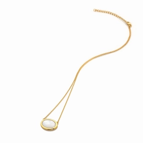 Hot Diamonds Gold Plated Sterling Silver Mother Of Pearl Oval Necklace