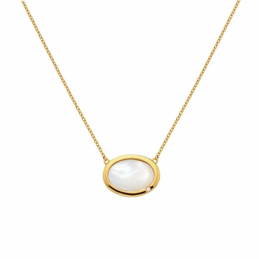Hot Diamonds Gold Plated Sterling Silver Mother Of Pearl Oval Necklace