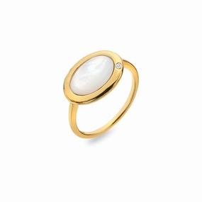 Hot Diamonds Gold Plated Sterling Silver Mother Of Pearl Oval Ring