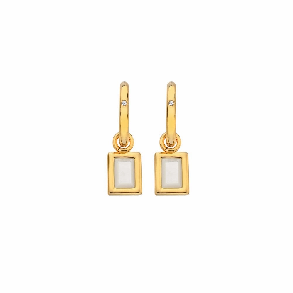 Hot Diamonds Gold Plated Sterling Silver Mother Of Pearl Rectangle Earrings
