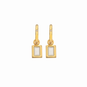 Hot Diamonds Gold Plated Sterling Silver Mother Of Pearl Rectangle Earrings