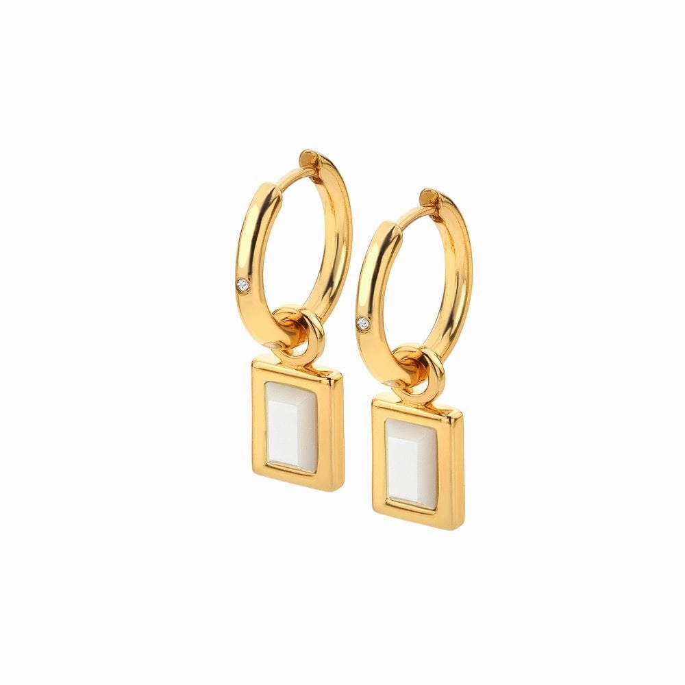 Hot Diamonds Gold Plated Sterling Silver Mother Of Pearl Rectangle Earrings