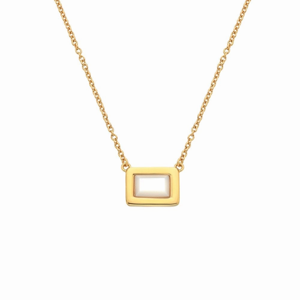 Hot Diamonds Gold Plated Sterling Silver Mother Of Pearl Rectangle Necklace