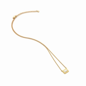 Hot Diamonds Gold Plated Sterling Silver Mother Of Pearl Rectangle Necklace