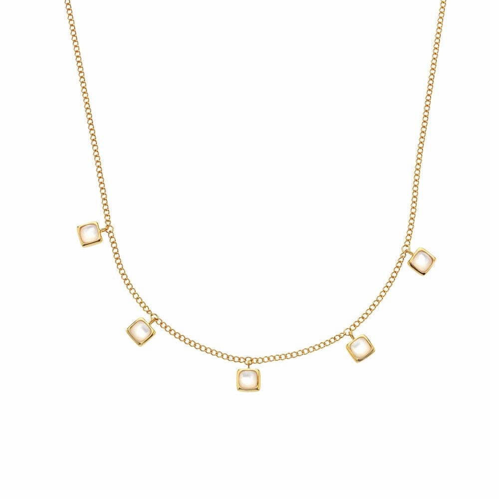Hot Diamonds Gold Plated Sterling Silver Mother Of Pearl Square Necklace