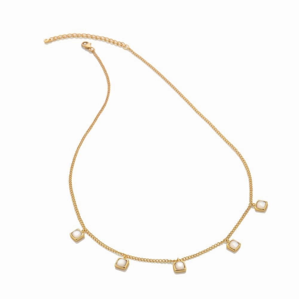 Hot Diamonds Gold Plated Sterling Silver Mother Of Pearl Square Necklace