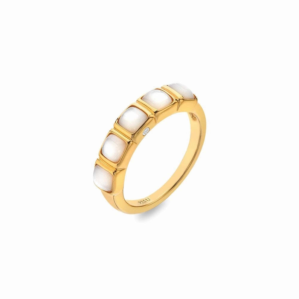 Hot Diamonds Gold Plated Sterling Silver Mother Of Pearl Square Ring