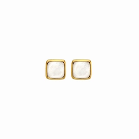 Hot Diamonds Gold Plated Sterling Silver Mother Of Pearl Square Stud Earrings