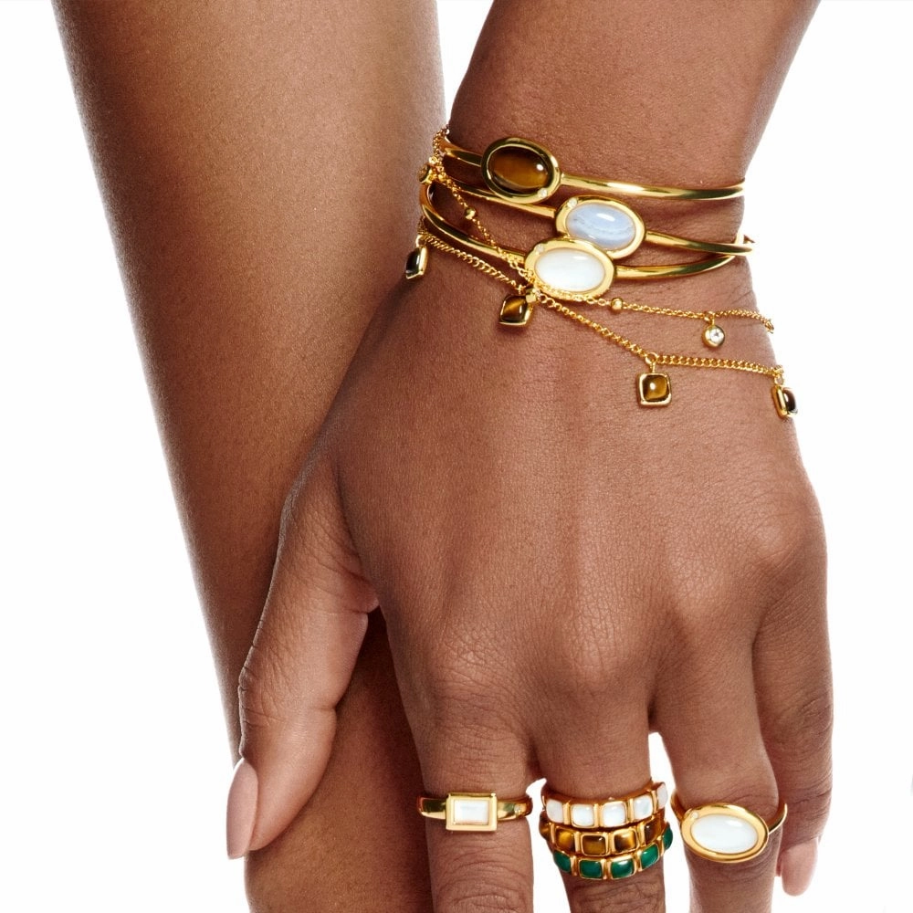 Hot Diamonds Gold Plated Sterling Silver Tigers Eye Bangle