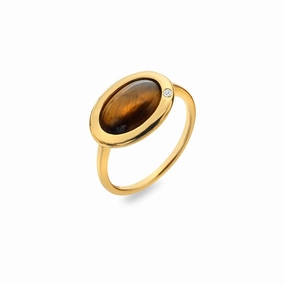 Hot Diamonds Gold Plated Sterling Silver Tigers Eye Ring