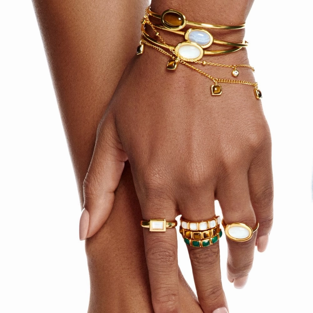 Hot Diamonds Gold Plated Sterling Silver Tigers Eye Square Bracelet