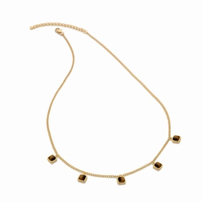 Hot Diamonds Gold Plated Sterling Silver Tigers Eye Square Necklace