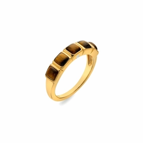 Hot Diamonds Gold Plated Sterling Silver Tigers Eye Square Ring