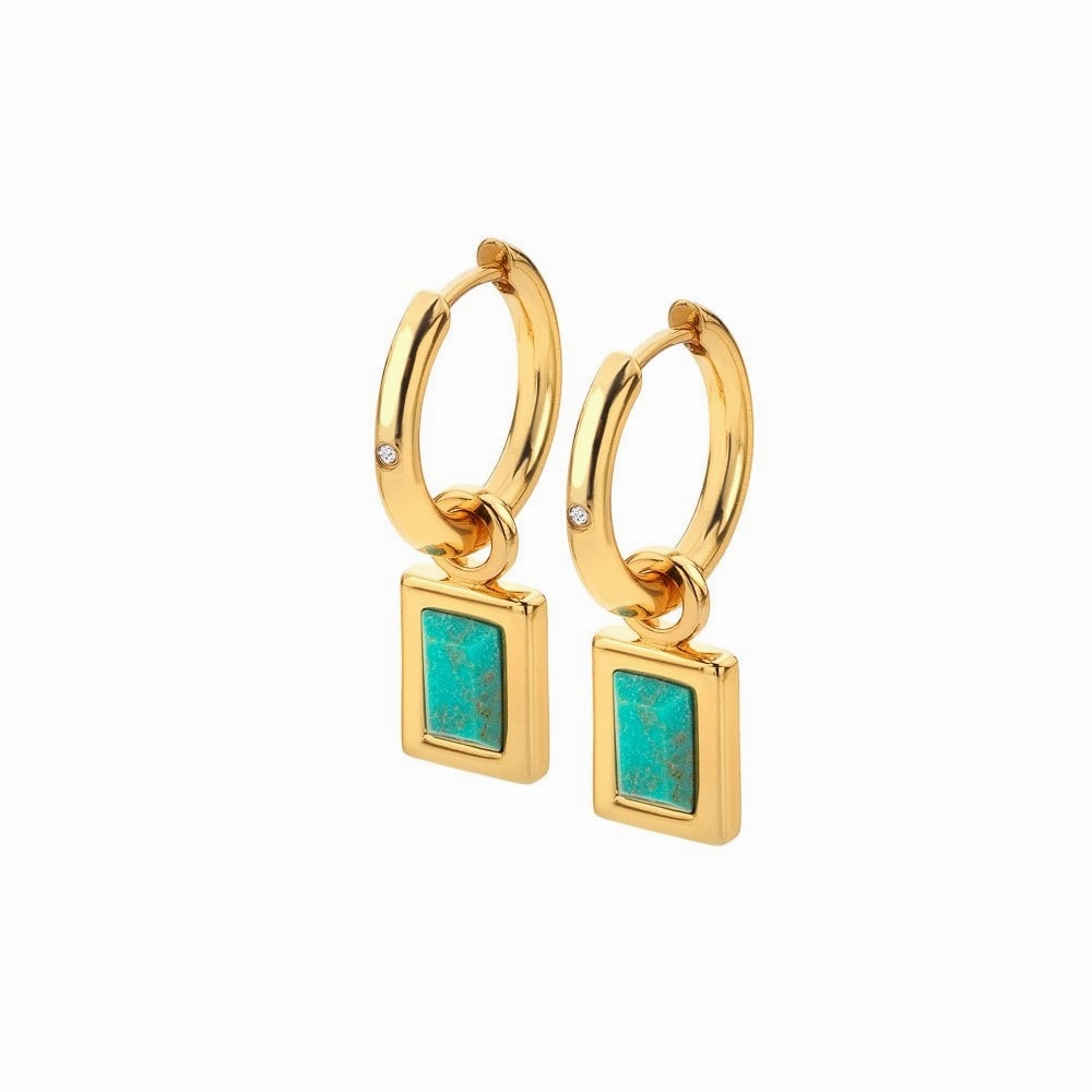 Hot Diamonds Gold Plated Sterling Silver Turquoise Rectangle Earrings