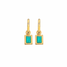 Hot Diamonds Gold Plated Sterling Silver Turquoise Rectangle Earrings