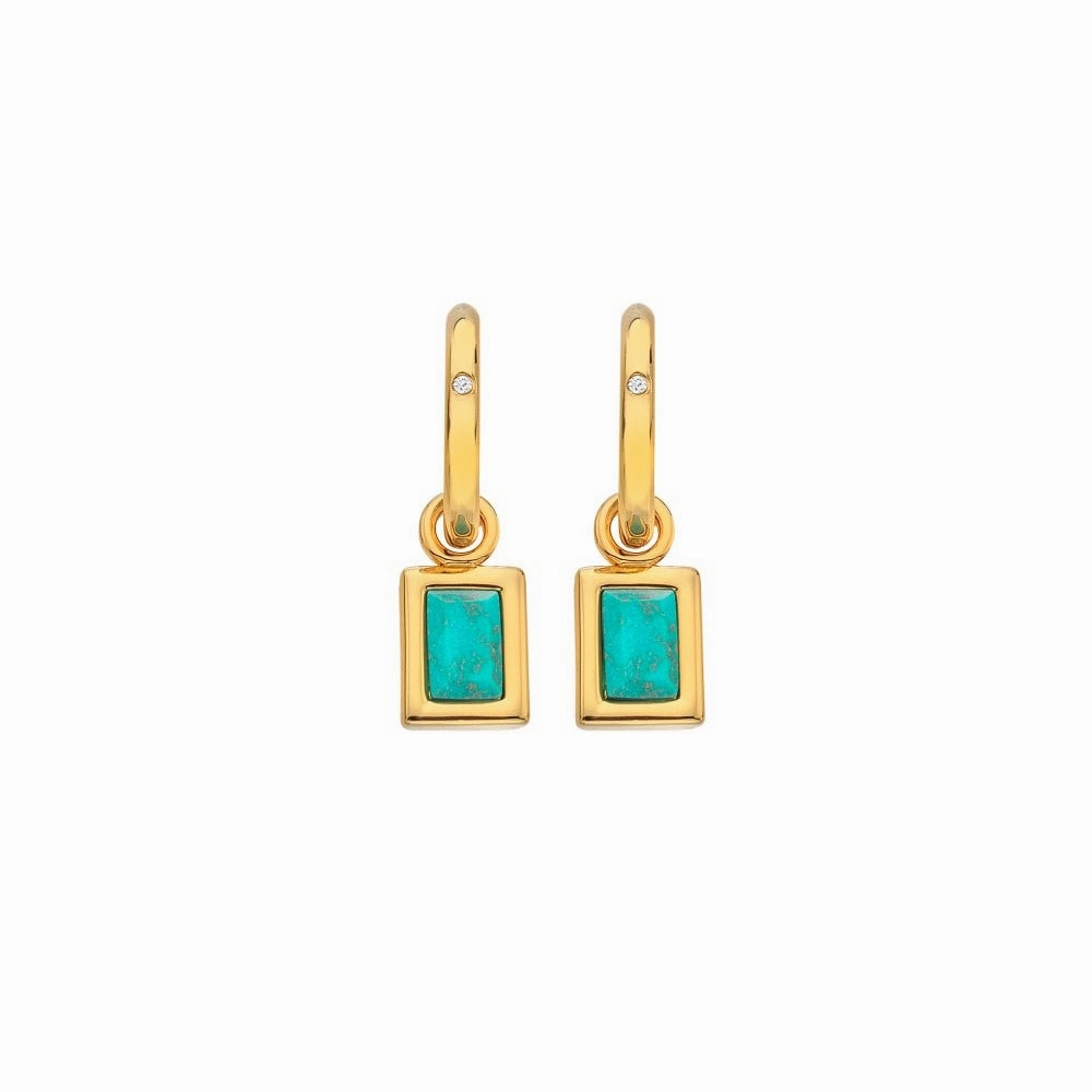 Hot Diamonds Gold Plated Sterling Silver Turquoise Rectangle Earrings