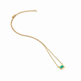 Hot Diamonds Gold Plated Sterling Silver Turquoise Rectangle Necklace