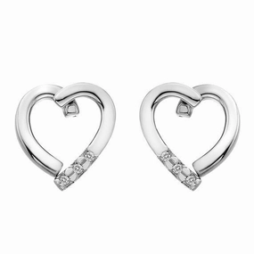 Hot Diamonds Love Sterling Silver Diamond Cubic Zirconia Heart Studs