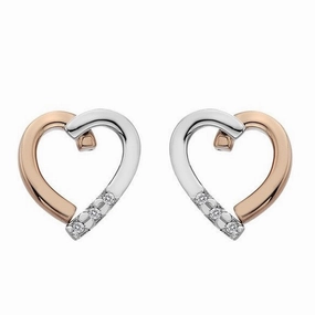 Hot Diamonds Love Sterling Silver Rose Gold Zirconia Diamond Studs