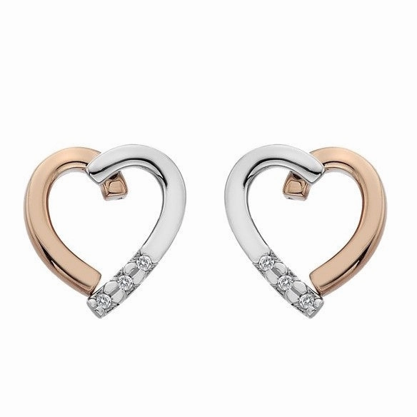 Hot Diamonds Love Sterling Silver Rose Gold Zirconia Diamond Studs