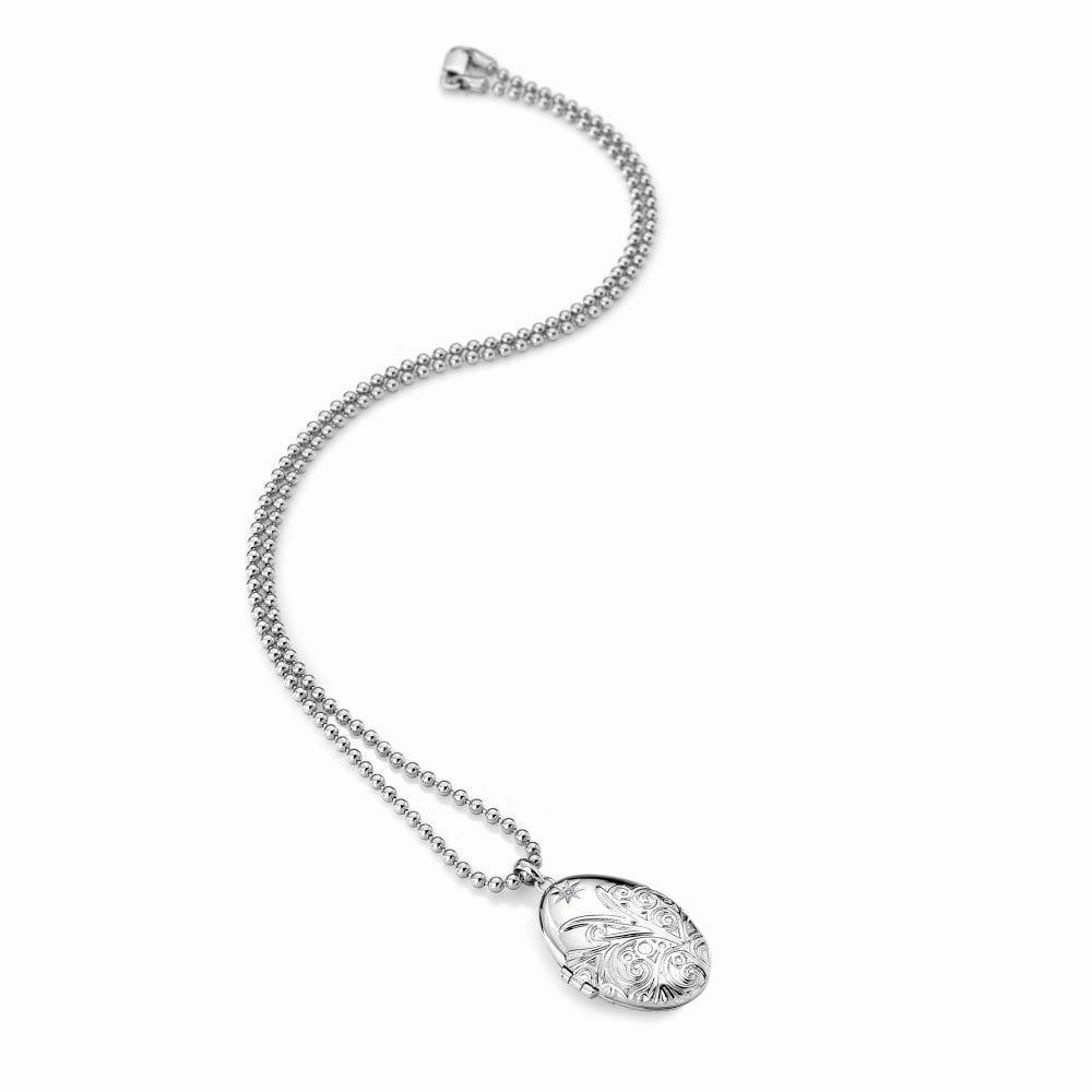 Hot Diamonds Memories Sterling Silver Engraved Oval Locket