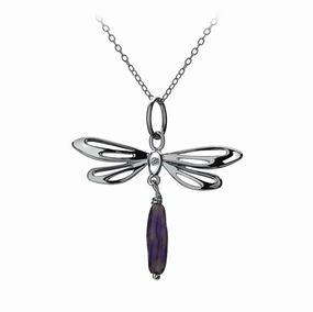 Hot Diamonds Necklace Dragonfly Amethyst And Silver D