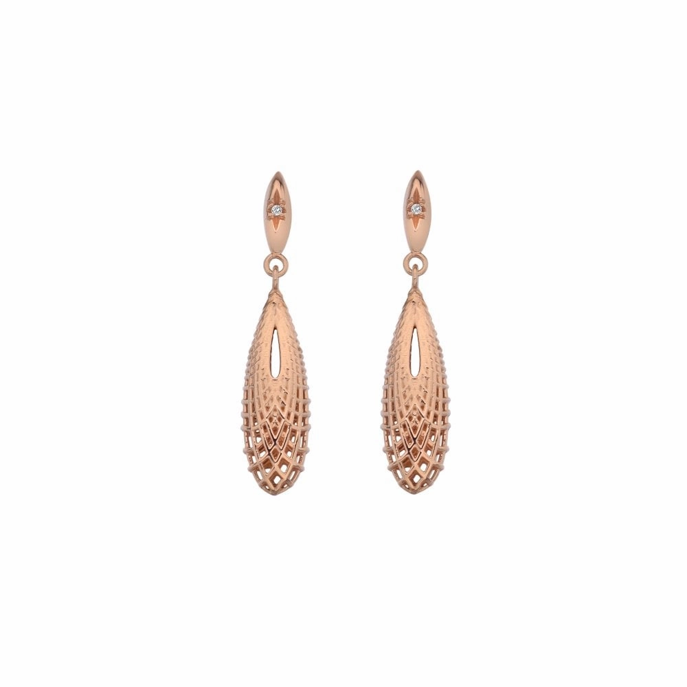 Hot Diamonds Quest Rose Gold Plated Filigree Teardrop Earrings
