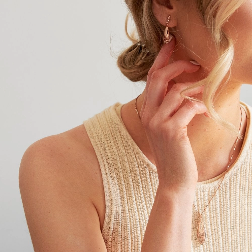 Hot Diamonds Quest Rose Gold Plated Filigree Teardrop Earrings
