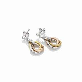 Hot Diamonds Rose And Yellow Gold Plated Sterling Silver Trio Teardrop Earrings