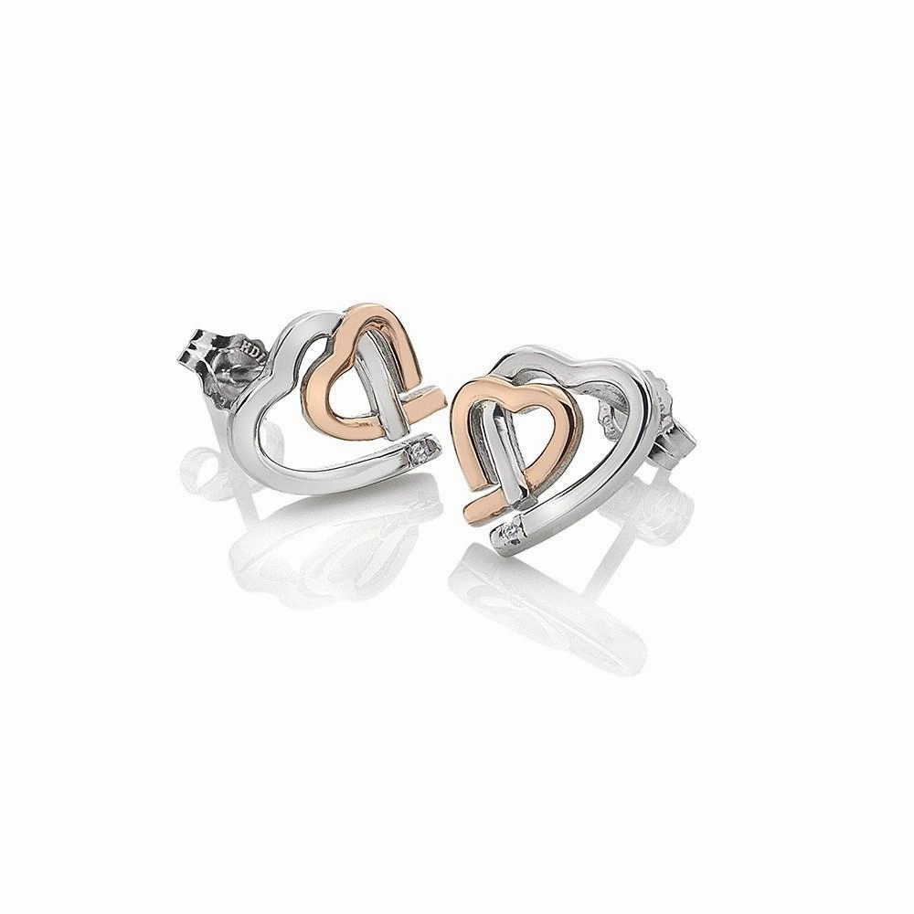 Hot Diamonds Sterling Silver Rose Gold Plated Heart Earrings