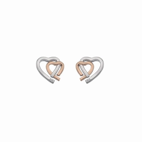 Hot Diamonds Sterling Silver Rose Gold Plated Heart Earrings
