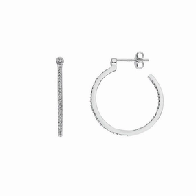 Hot Diamonds Sterling Silver White Topaz Hoop Earrings